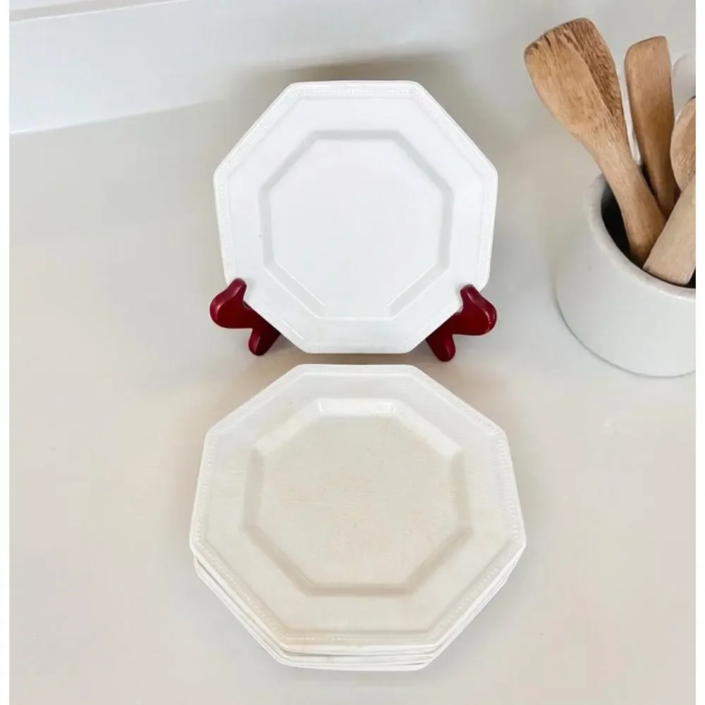 Johnson Brothers Ironstone Octagonal Bread Plates Set 6 White England 6”